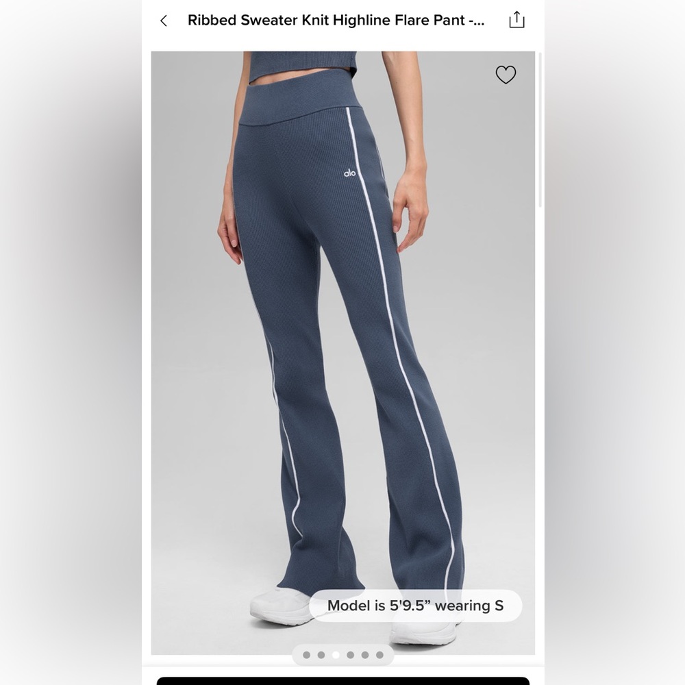 Alo yoga BLUESTONE ribbed Flared Pants with White Stripe